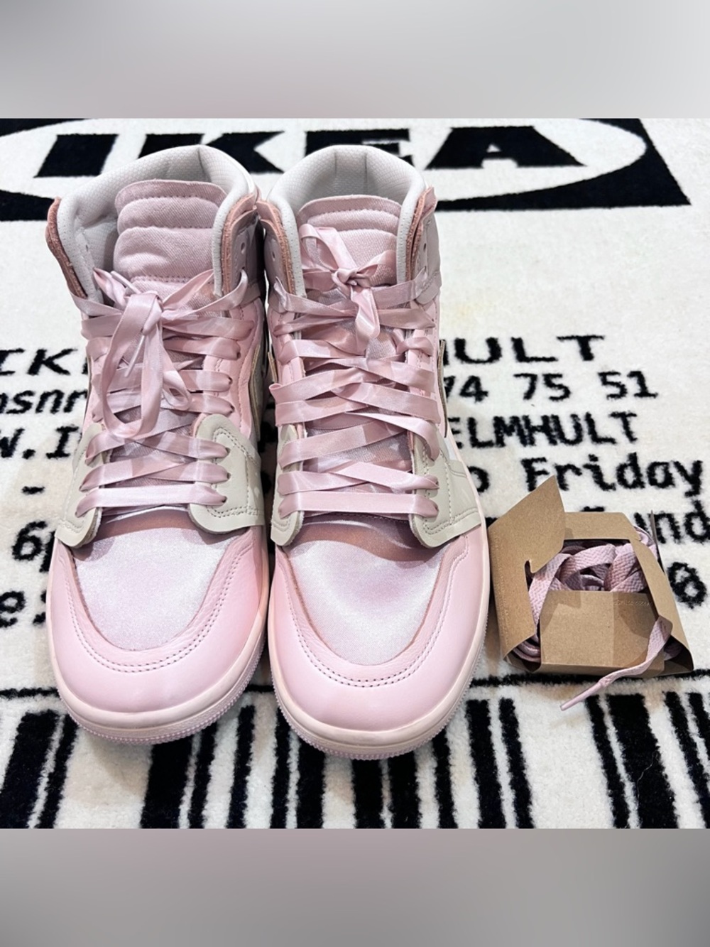 Air Jordan 1 Method of Make High Top Pink Oxford Satin Sneakers.